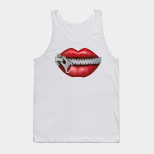 ZIPPED LIPS KAWAII DESIGN ANIME MOUTH SEXY KAOMOJI LIPS EMOTICON CARTOON Tank Top